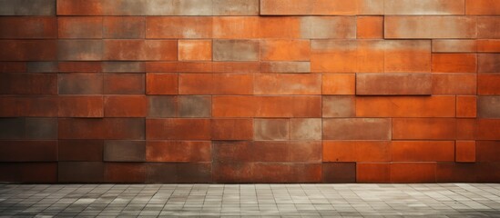 In the old park, an abstract pattern of orange textures adorned the outdoor wall, the worn cement...