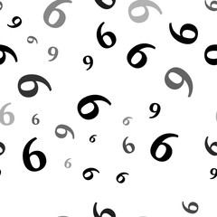 Seamless vector pattern with number nine symbols, creating a creative monochrome background with rotated elements. Vector illustration on white background