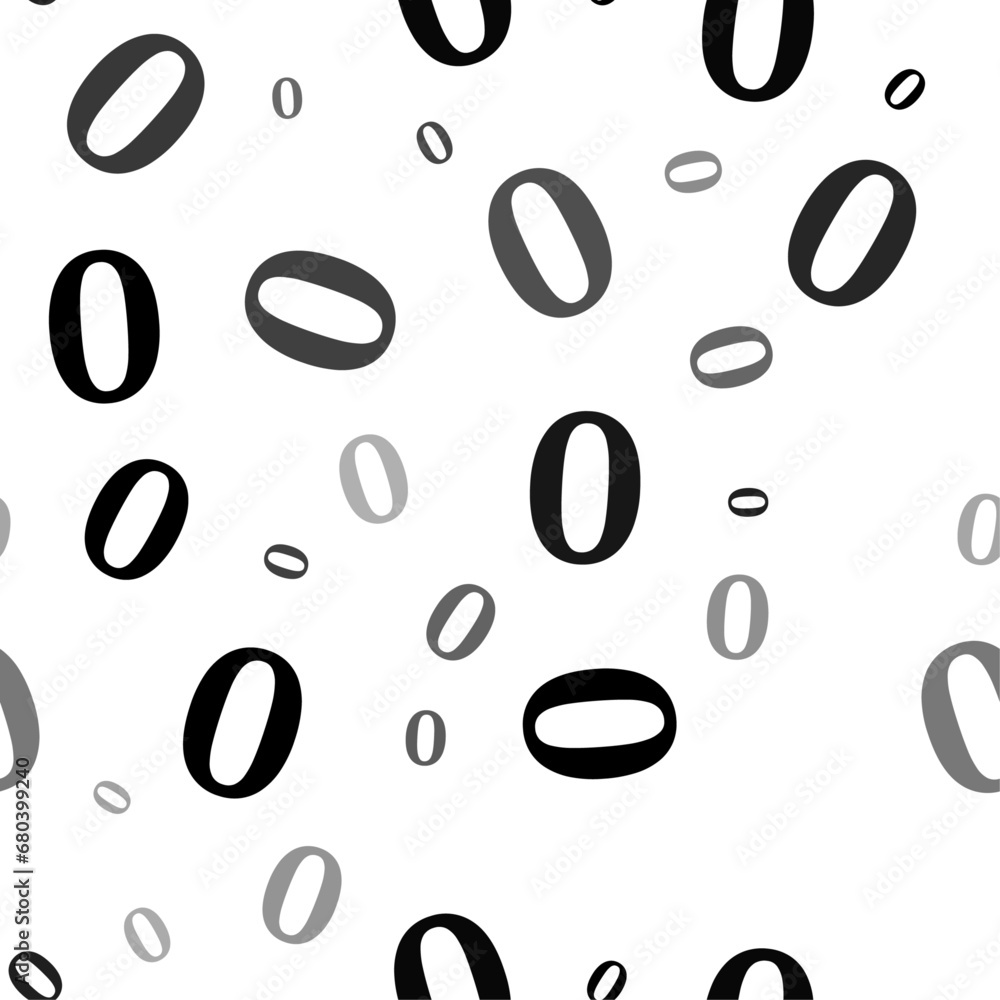 Poster seamless vector pattern with number zero symbols, creating a creative monochrome background with rot