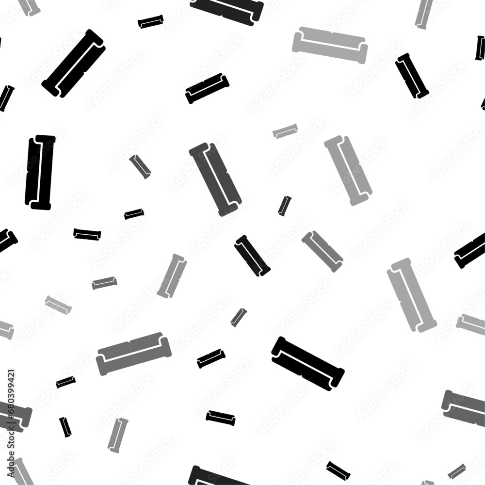 Poster seamless vector pattern with sofa symbols, creating a creative monochrome background with rotated el