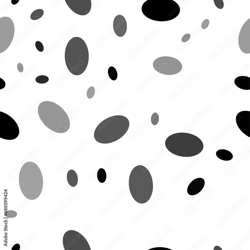 Poster Seamless vector pattern with ellipse symbols, creating a creative monochrome background with rotated elements. Vector illustration on white background