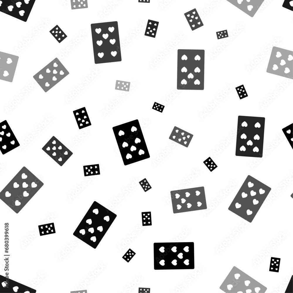Aufkleber seamless vector pattern with seven of hearts playing cards, creating a creative monochrome backgroun