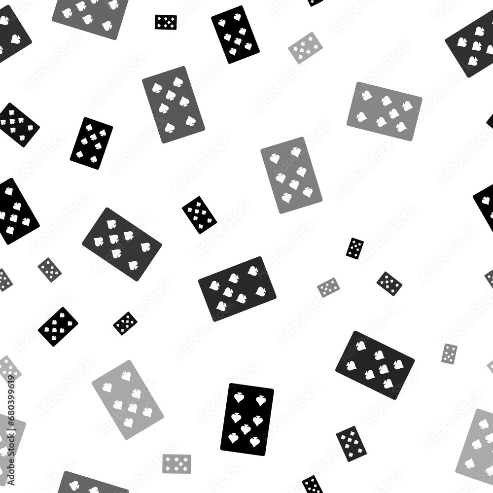 Poster seamless vector pattern with seven of spades playing cards, creating a creative monochrome backgroun