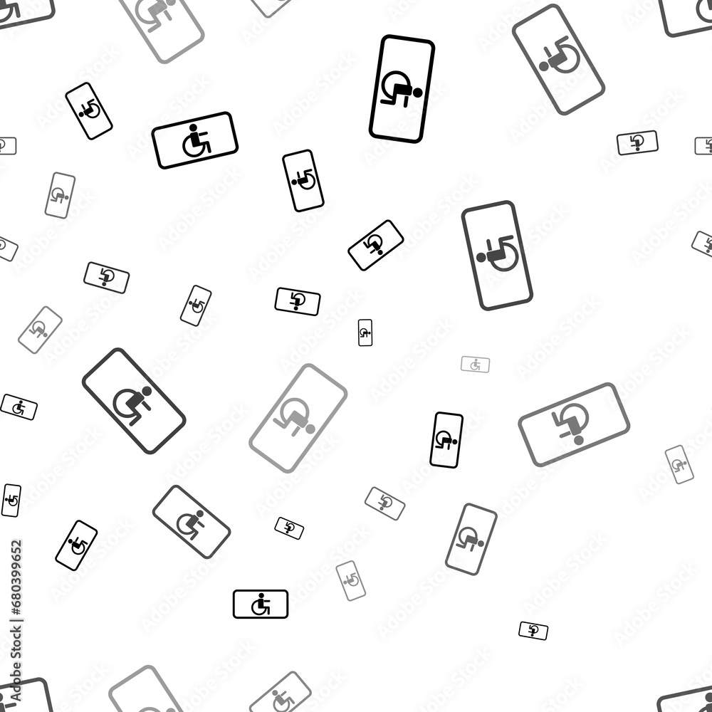 Poster seamless vector pattern with disabled road signs, creating a creative monochrome background with rot