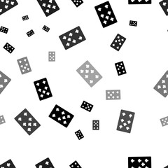 Seamless vector pattern with seven of clubs playing cards, creating a creative monochrome background with rotated elements. Illustration on transparent background