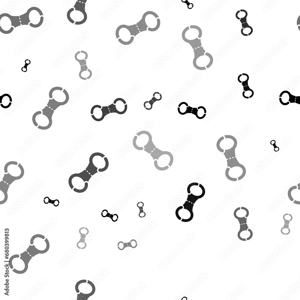 Poster seamless vector pattern with handcuffs symbols, creating a creative monochrome background with rotat