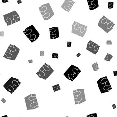Seamless vector pattern with magic book symbols, creating a creative monochrome background with rotated elements. Illustration on transparent background