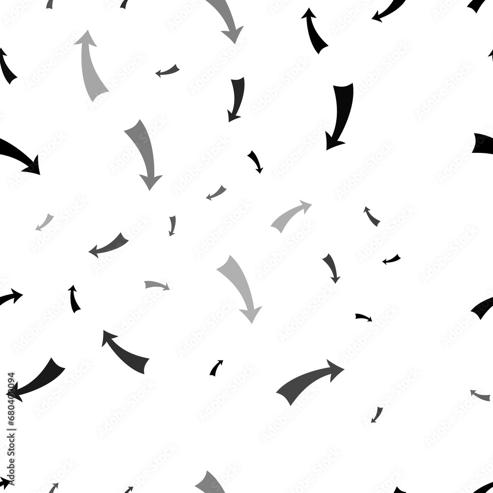 Poster seamless vector pattern with down arrows, creating a creative monochrome background with rotated ele
