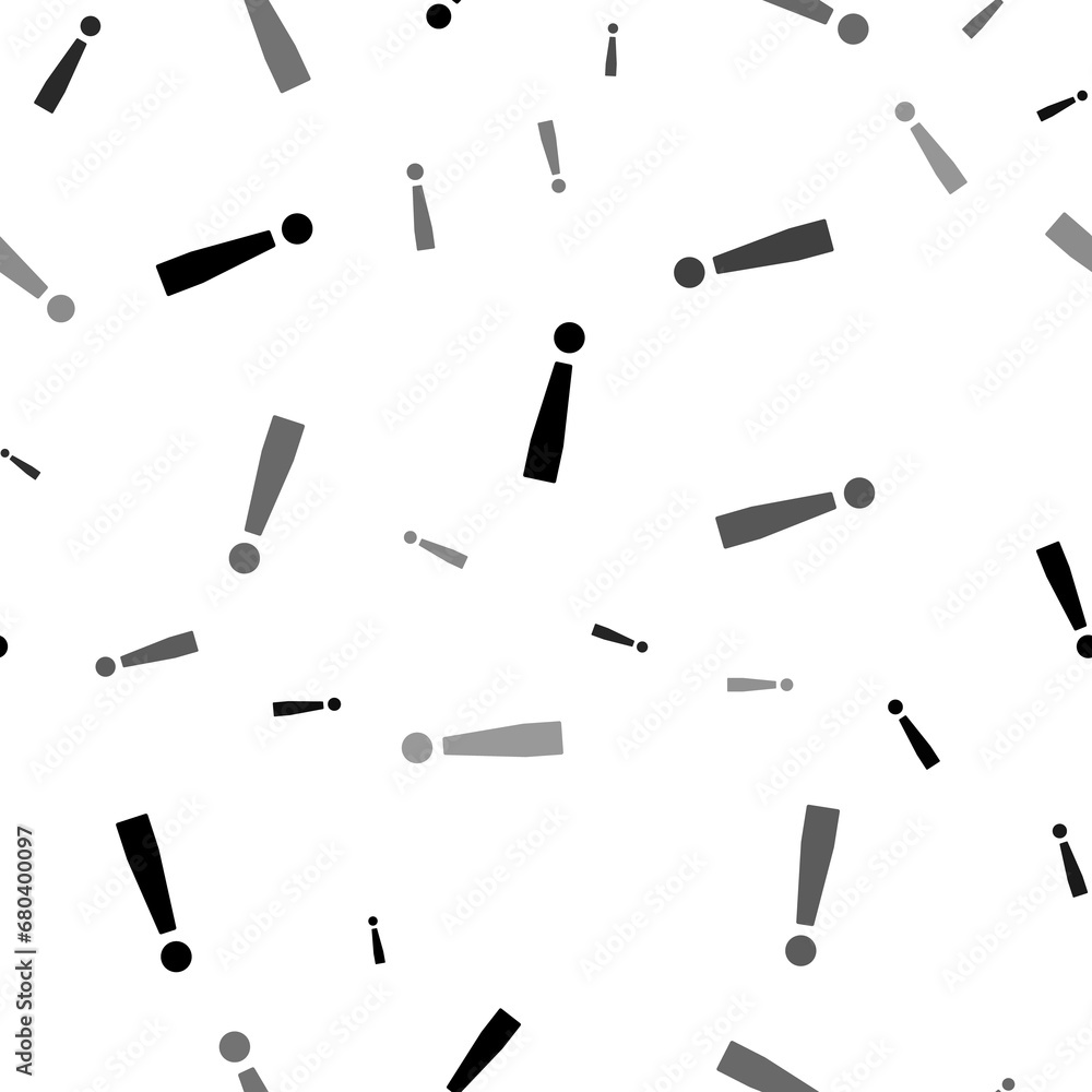 Poster seamless vector pattern with exclamation symbols, creating a creative monochrome background with rot