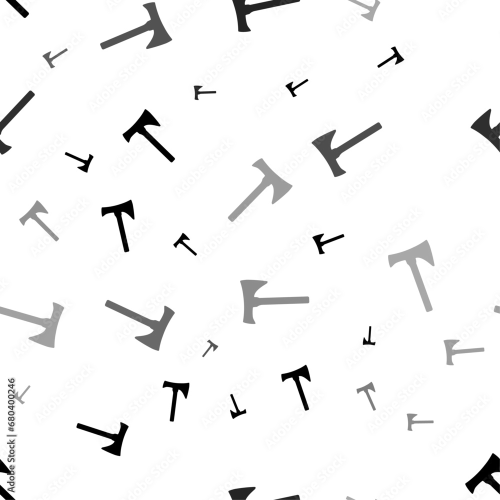 Poster seamless vector pattern with axe symbols, creating a creative monochrome background with rotated ele
