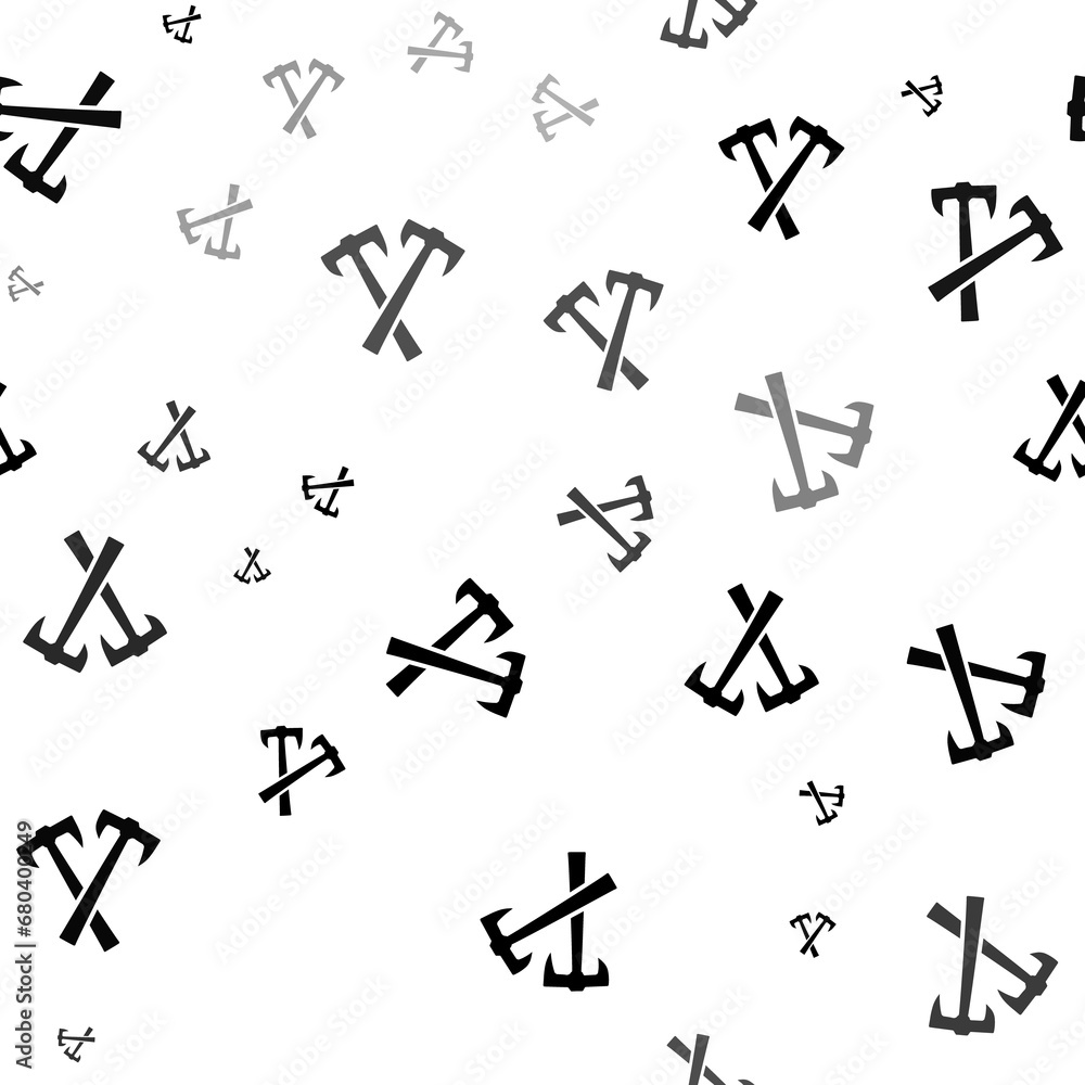 Poster seamless vector pattern with crossed axes symbols, creating a creative monochrome background with ro