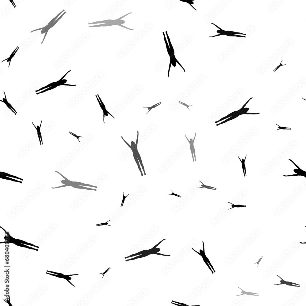 Poster seamless vector pattern with woman stretches symbols, creating a creative monochrome background with