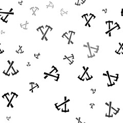 Seamless vector pattern with crossed axes symbols, creating a creative monochrome background with rotated elements. Illustration on transparent background