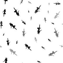 Seamless vector pattern with ballerina symbols, creating a creative monochrome background with rotated elements. Illustration on transparent background