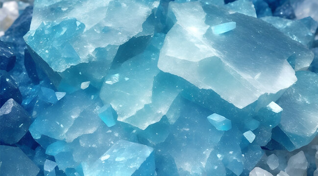 This striking image features a large, blue apatite crystal sitting on top of a pile of rocks. The apatite crystal is perfectly formed and has a brilliant blue color.