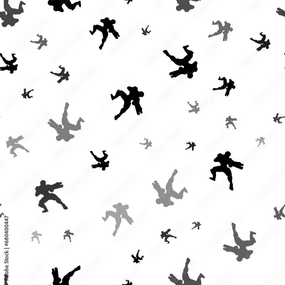 Poster seamless vector pattern with combat robots, creating a creative monochrome background with rotated e