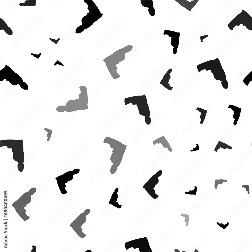 Poster seamless vector pattern with electric drill symbols, creating a creative monochrome background with 