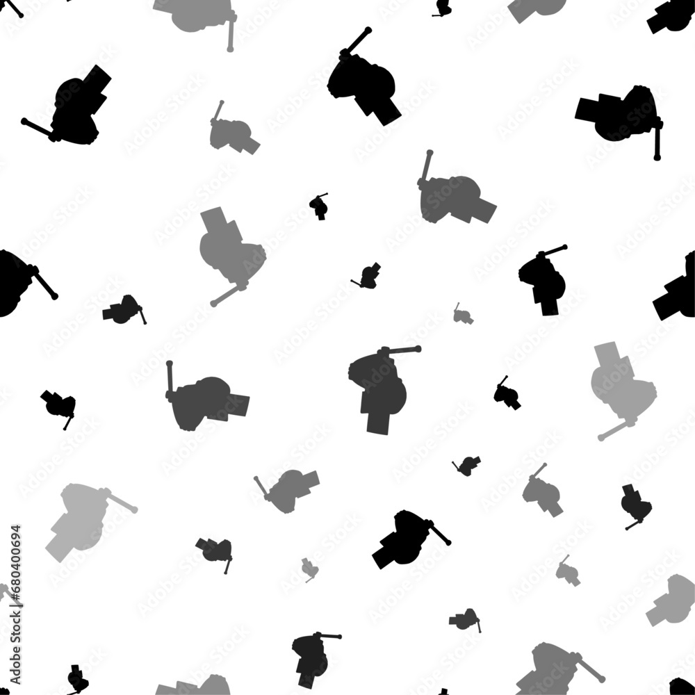 Poster seamless vector pattern with vise symbols, creating a creative monochrome background with rotated el