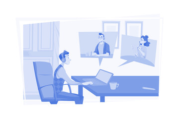Online Conference Meeting Illustration concept on white background