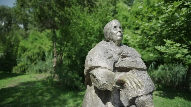 A bronze statue of Baba Vanga or Vangeliya Pandeva Gushterova in Rupite Bulgaria, who was a blind Bulgarian clairvoyant or more commonly known as the Balkan Nostradamus