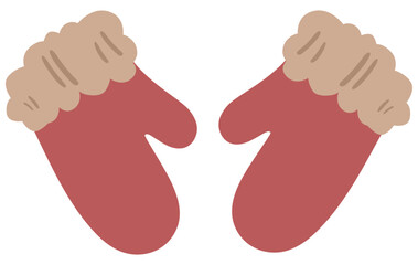 Brown mittens. Cute brown mittens. Vector illustration on a white background. Hand drawn vector illustration.