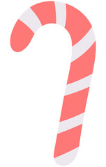 Candy cane christmas candy flat design isolated vector illustration.