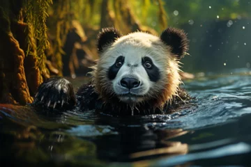 Foto op Plexiglas a panda in the water © Angah