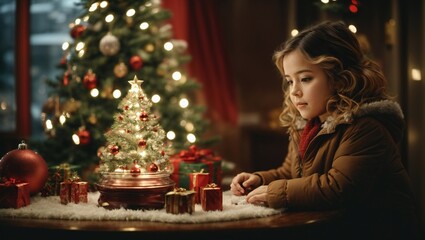 girl decorating the christmas tree