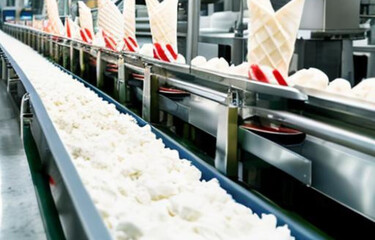 Industrial Ice Cream Manufacturing, 
Food Factory Ice Cream Production, 
Automated Ice Cream Processing, 
Modern Ice Cream Factory
