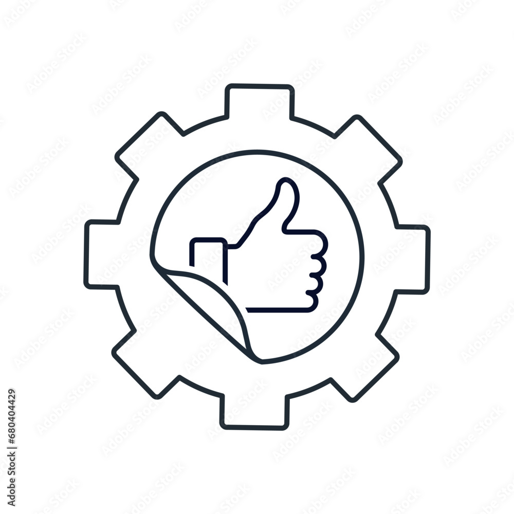 Poster the technology with the label is excellent quality.vector linear illustration icon isolated on white