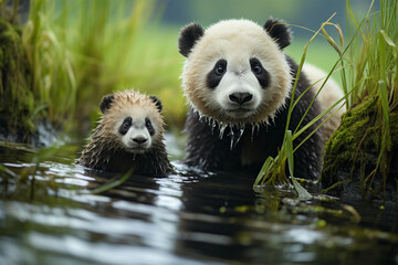 mother panda and her cub