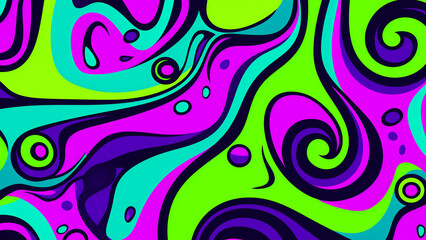 Electric Purple and Neon Green Pop Art Pattern Retro Inspired Design