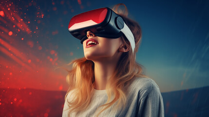 woman in virtual reality headset