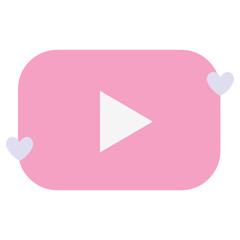 Pink play button icon vector.