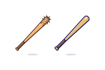  Illustration of a baseball stick and nails vector white background.