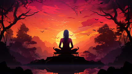 Free_vector_female_in_yoga_pose_against_a_moonlit_sk