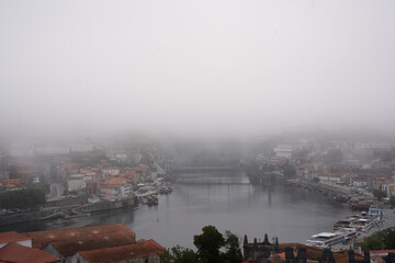 Foggy Dom Luís I Bridge Porto, Portugal