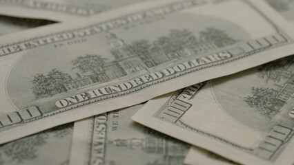 Closeup   background of 100 dollar bills old style