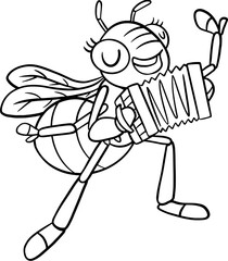 Grasshopper playing accordion character outline