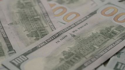 Closeup   background of 100 dollar bills new style