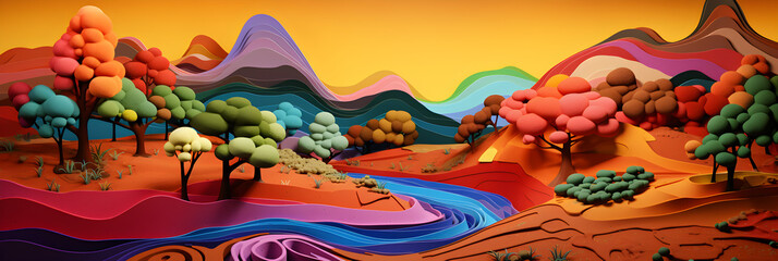 Obraz na płótnie Canvas colourful landscape abstract 3D segmentation art background