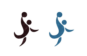 Obraz premium Basketball icon symbol brown and blue with texture