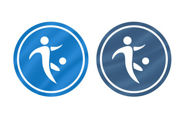 foot ball icon symbol blue with texture