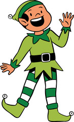 Boy wearing elf costume, christmas cartoon character
