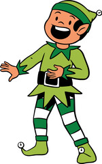 Boy wearing elf costume, christmas cartoon character