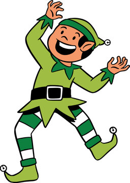 Boy wearing elf costume, christmas cartoon character