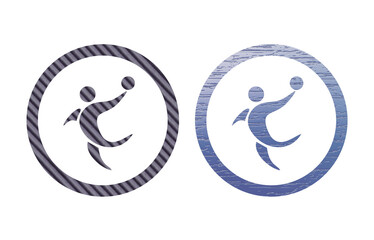  handball icon symbol brown and blue with texture
