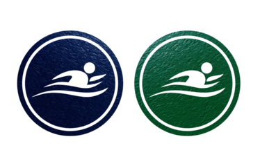 Swiming icon symbol blue and green with texture