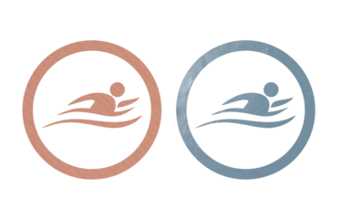 Swiming icon symbol red and blue with texture