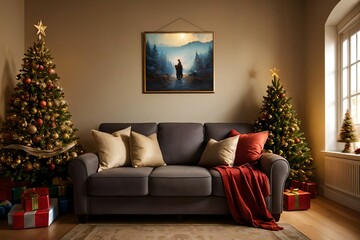 livingroom with christmas decorations